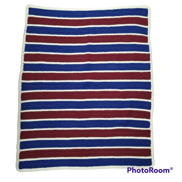 Crochet Stripe Throw Blanket - Picture 6 of 11